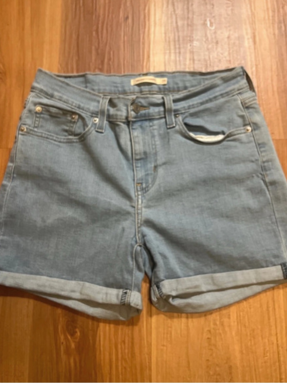 Levi's Mid Length Denim Shorts Cuffed Light Wash Size 29